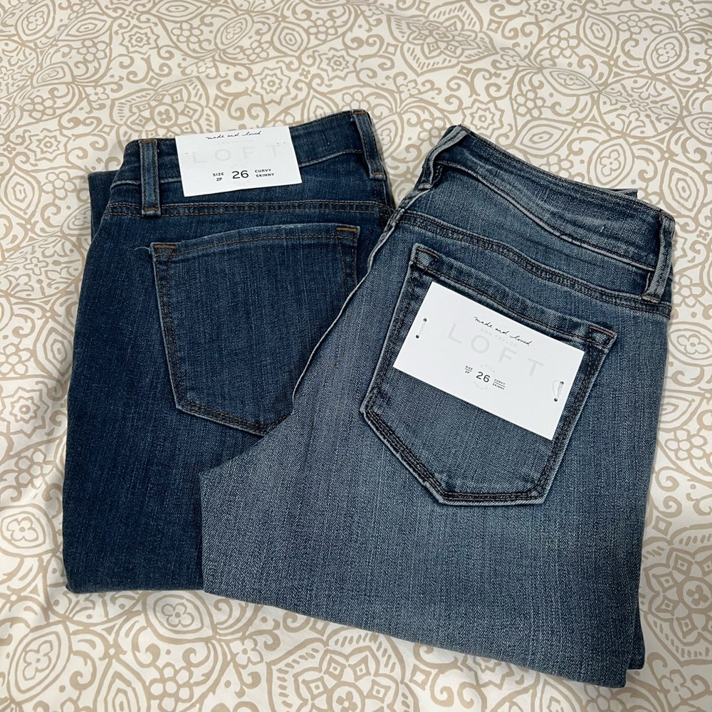 Two pairs of NWT Loft midrise 2P curvy skinny jeans
